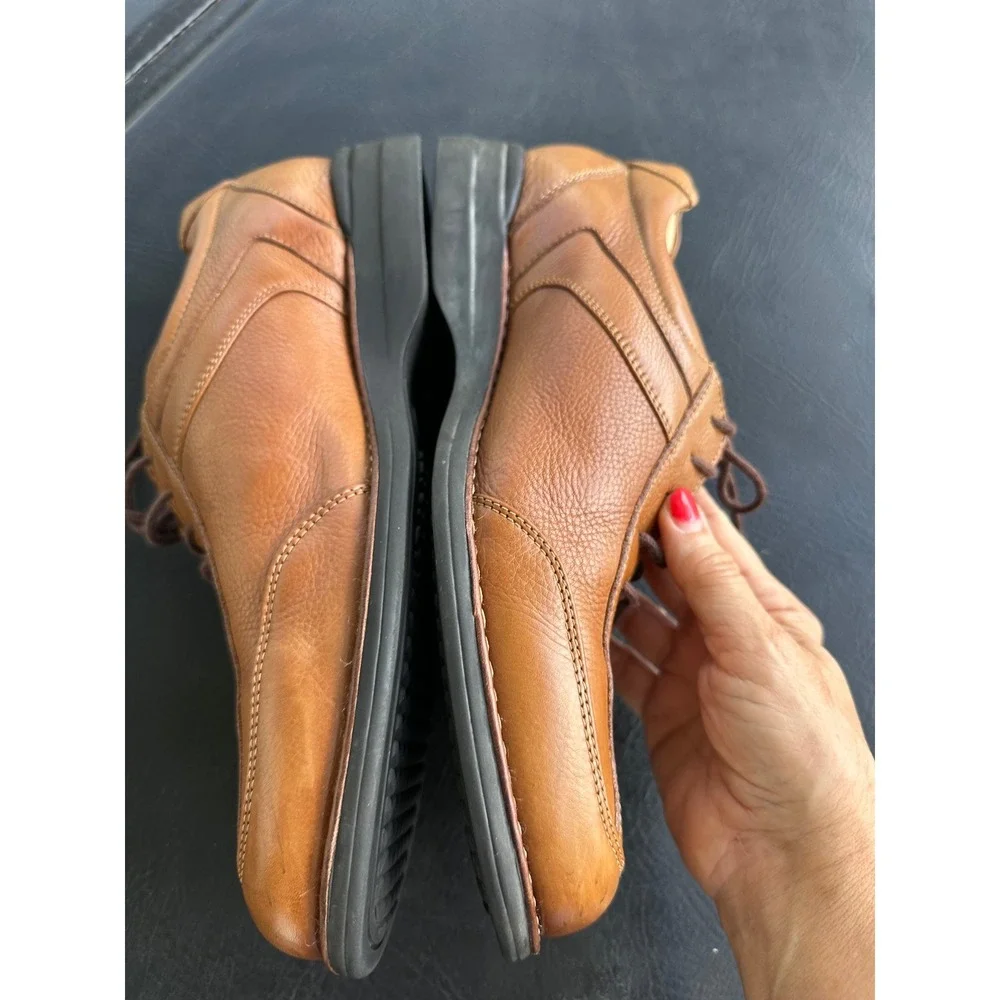 Johnston & Murphy Mens Tan Leather Bicycle Toe Oxfords Dress‎ Shoes 11.5 M 07231